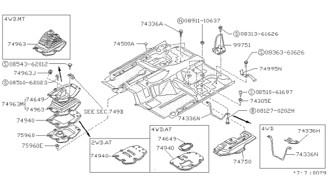 1992 Nissan Hardbody Pickup (D21) Boot Rubber Diagram for 74960-55G12