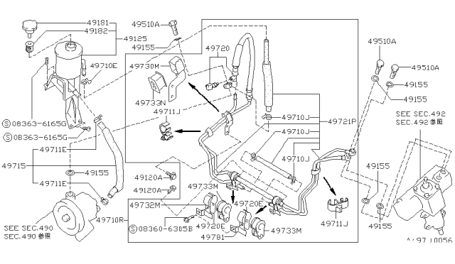 1992 Nissan Hardbody Pickup (D21) Power Steering Piping Diagram 5