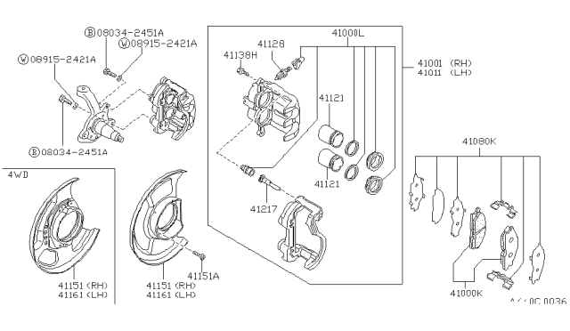 1986 Nissan Hardbody Pickup (D21) Front Brake Diagram 1