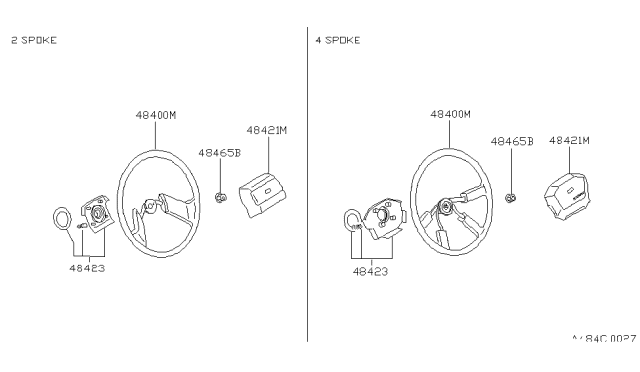 1992 Nissan Hardbody Pickup (D21) Steering Wheel Diagram 1