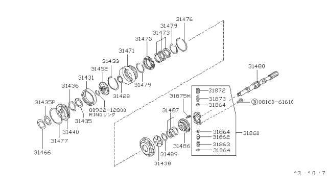 1990 Nissan Hardbody Pickup (D21) Governor,Power Train & Planetary Gear Diagram 5