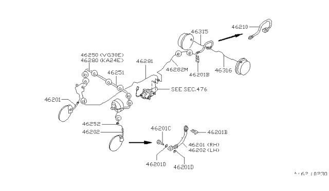 1994 Nissan Hardbody Pickup (D21) Brake Piping & Control Diagram 5