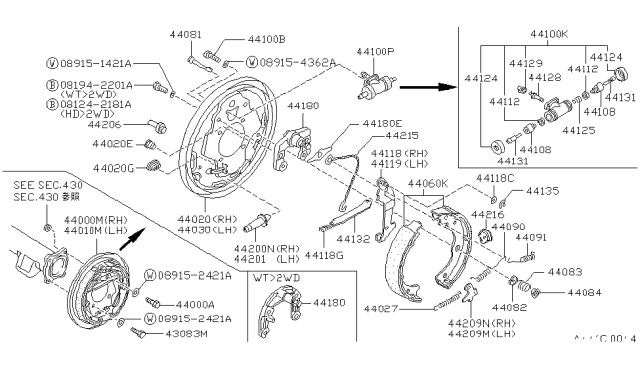 1990 Nissan Hardbody Pickup (D21) STRUT Parking Brake Diagram for 44038-T6200