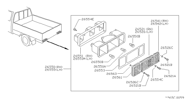 1990 Nissan Hardbody Pickup (D21) Rear Combination Lamp Diagram 2