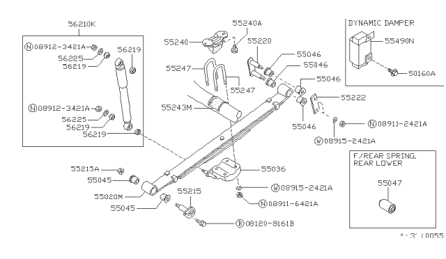 1990 Nissan Hardbody Pickup (D21) Rear Suspension Diagram 1