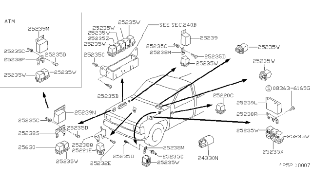 1993 Nissan Hardbody Pickup (D21) Bracket Relay Diagram for 25238-41G00