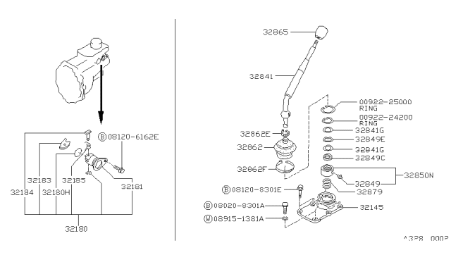 1992 Nissan Hardbody Pickup (D21) Transmission Shift Control Diagram 3