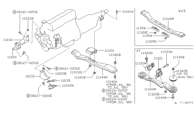 1989 Nissan Hardbody Pickup (D21) Plate-Heat Shield Diagram for 11284-31G00