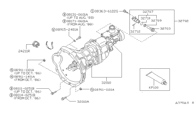 1988 Nissan Hardbody Pickup (D21) Manual Transmission, Transaxle & Fitting Diagram 5