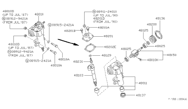 1988 Nissan Hardbody Pickup (D21) Seal Oil, Sector Shaft Diagram for 48040-82100