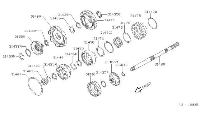 1994 Nissan Hardbody Pickup (D21) Governor,Power Train & Planetary Gear Diagram 1