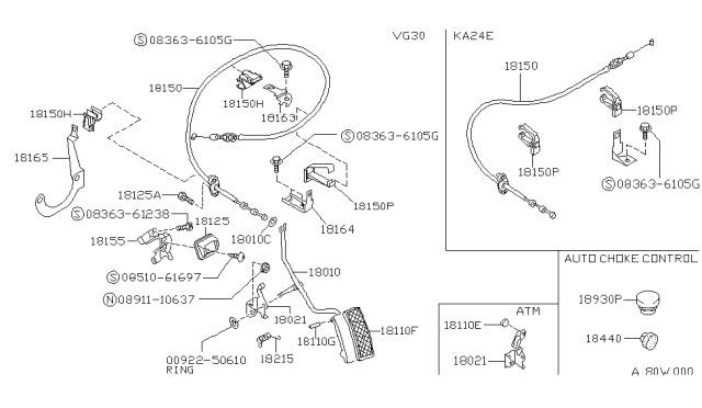 1990 Nissan Hardbody Pickup (D21) Accelerator Linkage Diagram 2