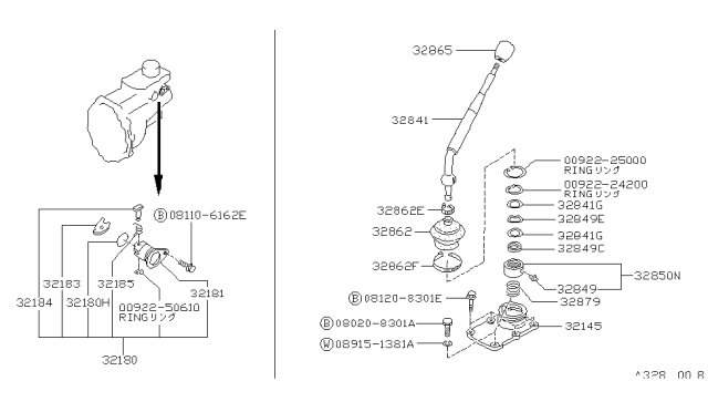 1987 Nissan Hardbody Pickup (D21) Transmission Shift Control Diagram 3