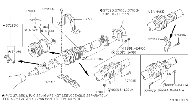 1986 Nissan Hardbody Pickup (D21) PROPELLER Shaft Diagram for 37000-03G00