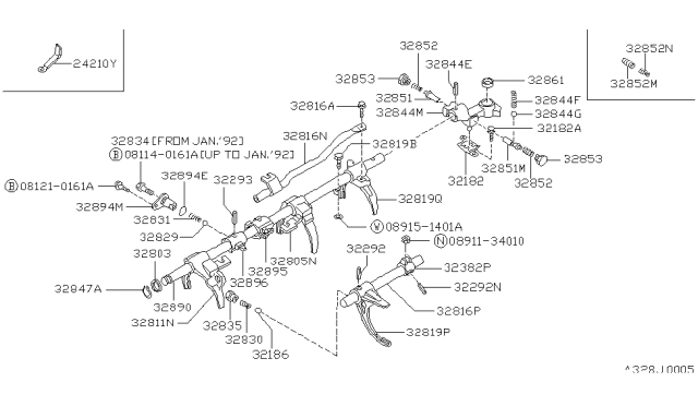 1991 Nissan Hardbody Pickup (D21) Rod Striking Diagram for 32892-01G11