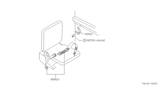 1992 Nissan Hardbody Pickup (D21) Rear Seat Belt Set, 2Point Right Diagram for 88820-57G02