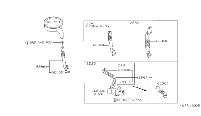 1987 Nissan Hardbody Pickup (D21) Front Panel Fitting Diagram