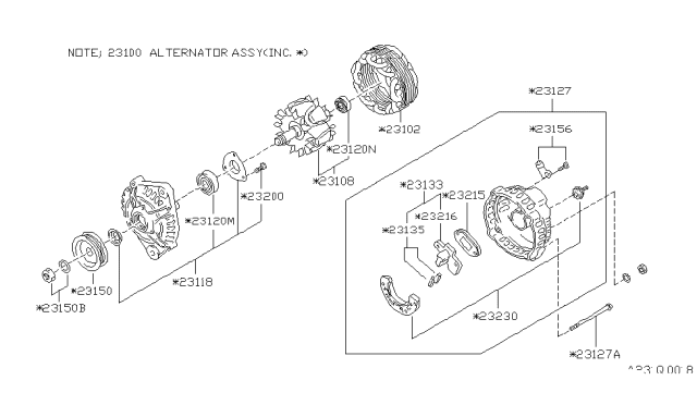 1991 Nissan Hardbody Pickup (D21) Alternator Diagram 1