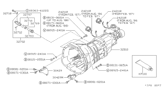 1986 Nissan Hardbody Pickup (D21) Manual Transmission, Transaxle & Fitting Diagram 3