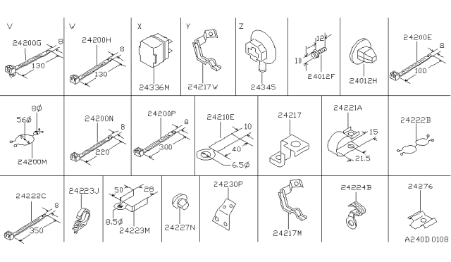 1994 Nissan Hardbody Pickup (D21) Bracket-Harness Clip Diagram for 24230-86G00