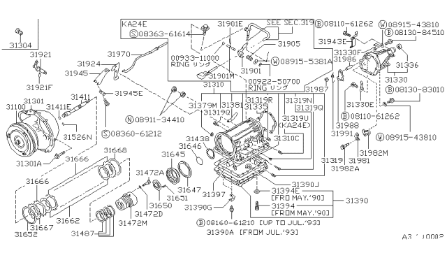 1994 Nissan Hardbody Pickup (D21) Breather-Air Diagram for 31381-41X00