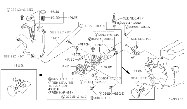 1993 Nissan Hardbody Pickup (D21) Power Steering Pump Diagram 4