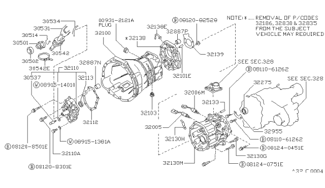 1988 Nissan Hardbody Pickup (D21) Cover Assembly Front Diagram for 32111-E9801