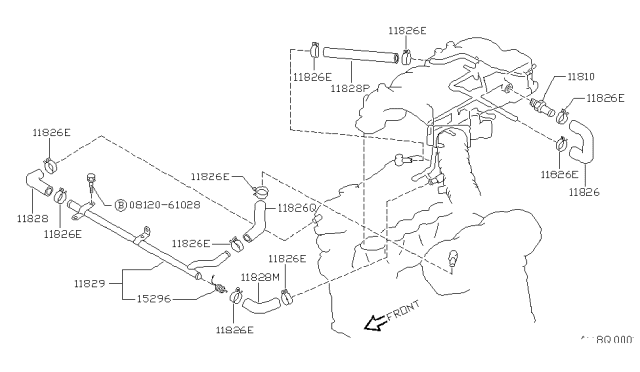 1994 Nissan Hardbody Pickup (D21) Blow-By Hose Diagram for 11826-86G00