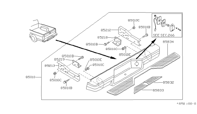 1994 Nissan Hardbody Pickup (D21) Rear Bumper Diagram