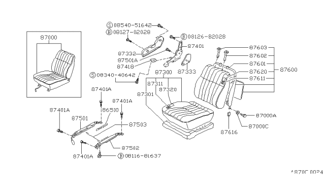 1990 Nissan Hardbody Pickup (D21) Front Seat Diagram 6