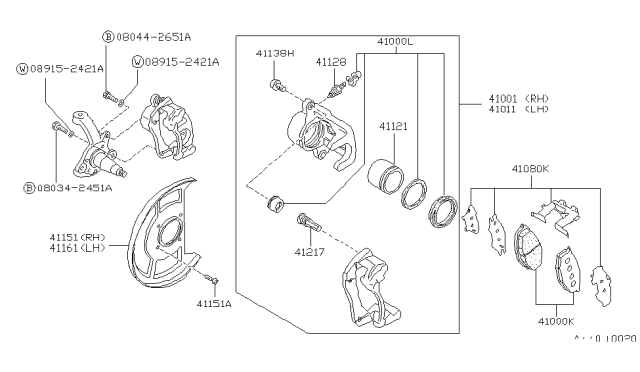 1994 Nissan Hardbody Pickup (D21) Disc Brake Pad Kit Diagram for 41060-32G92