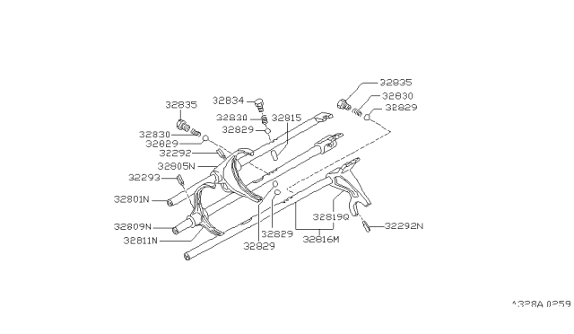 1992 Nissan Hardbody Pickup (D21) Transmission Shift Control Diagram 10