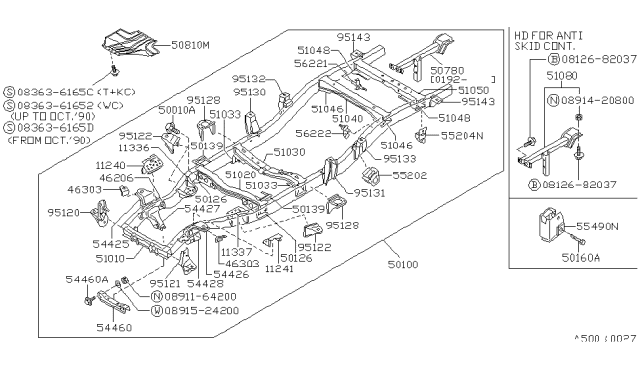 1987 Nissan Hardbody Pickup (D21) Frame Diagram 1