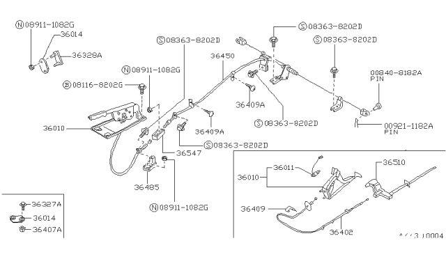 1986 Nissan Hardbody Pickup (D21) Parking Brake Control Diagram 2