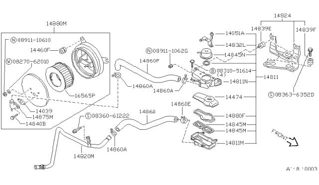 1992 Nissan Hardbody Pickup (D21) Secondary Air System Diagram 1