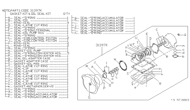 1988 Nissan Hardbody Pickup (D21) Gasket & Seal Kit (Automatic) Diagram 3