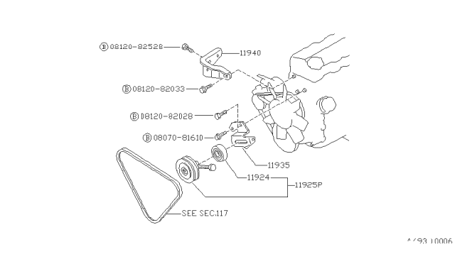 1990 Nissan Hardbody Pickup (D21) Bracket-Power SHEERING Oil Pump Diagram for 11940-41G00