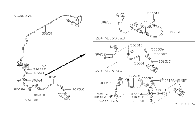 1986 Nissan Hardbody Pickup (D21) Clutch Piping Diagram