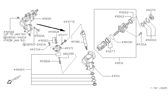 1993 Nissan Hardbody Pickup (D21) Bolt Rear Housing Diagram for 49366-01C00