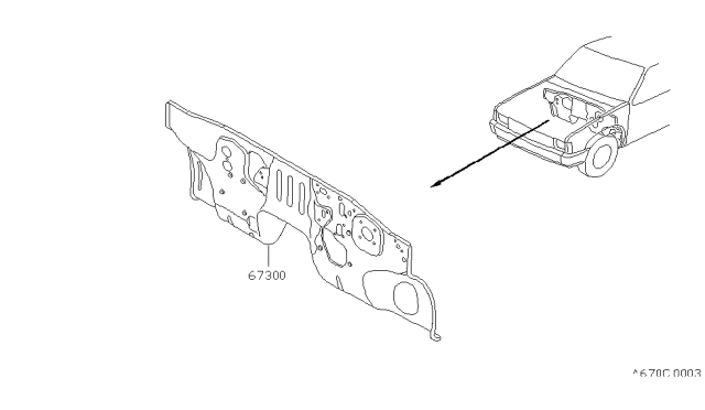 1993 Nissan Hardbody Pickup (D21) Dash-Lower Diagram for 67300-57G30