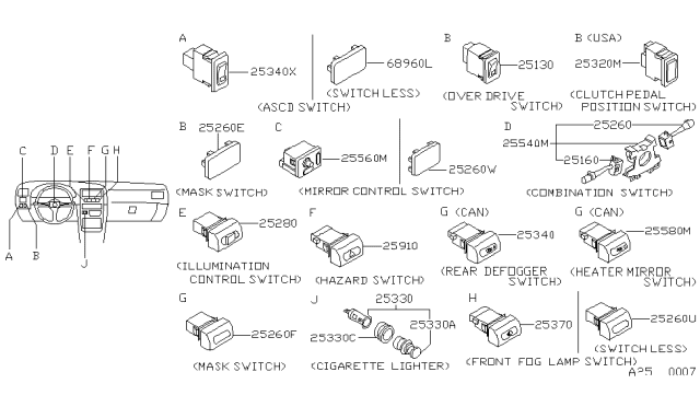 1994 Nissan Hardbody Pickup (D21) Switch Diagram 3