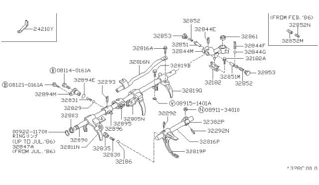 1988 Nissan Hardbody Pickup (D21) Transmission Shift Control Diagram 10