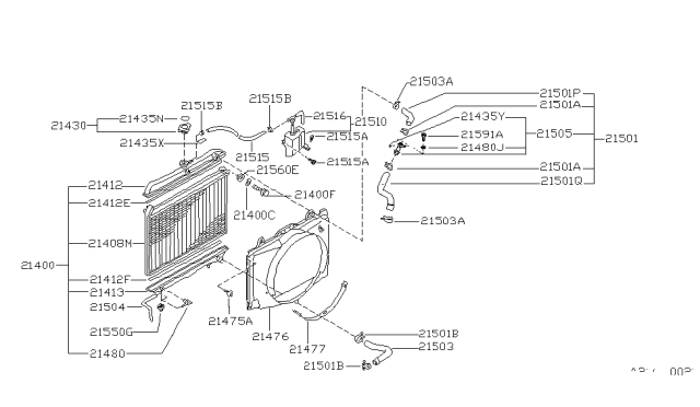 1988 Nissan Hardbody Pickup (D21) Radiator,Shroud & Inverter Cooling Diagram 3