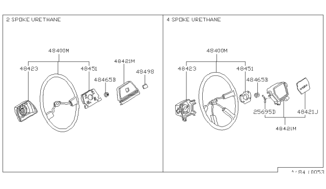 1990 Nissan Hardbody Pickup (D21) Steering Wheel Diagram 2