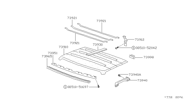 1993 Nissan Hardbody Pickup (D21) Roof Trimming Diagram 4
