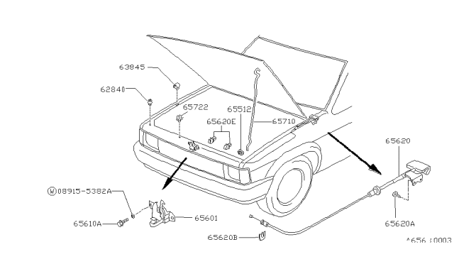 1990 Nissan Hardbody Pickup (D21) Hood Lock Control Diagram