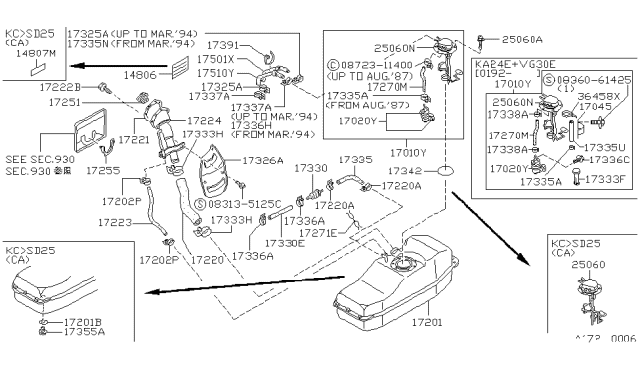 1988 Nissan Hardbody Pickup (D21) Gauge Assembly-Tank Unit Diagram for 25060-31G05