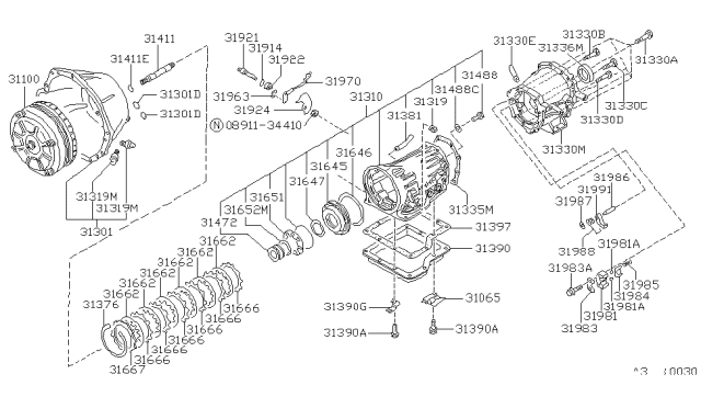 1988 Nissan Hardbody Pickup (D21) Bolt Diagram for 31308-X6904