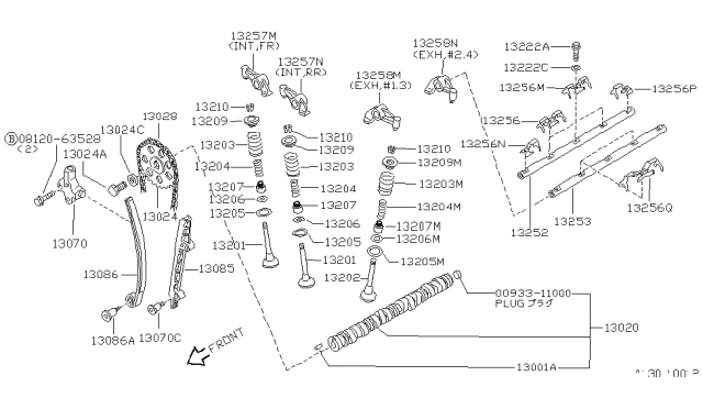 1991 Nissan Hardbody Pickup (D21) Rocker Valve Diagram for 13257-40F03