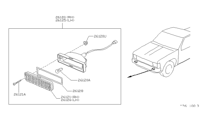 1988 Nissan Hardbody Pickup (D21) Front Combination Lamp Diagram 2